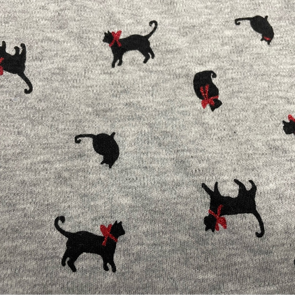Black Cat all over print turtleneck glitter bows perfect for layering comfy cozy - Picture 9 of 10